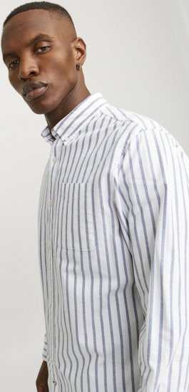 Jack & Jones OXFORD LS Shirt Striped Ensign Blue - Hemden - Overhemden Grote Maten Heren