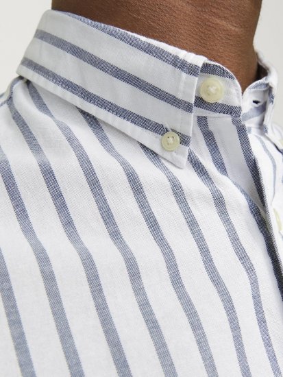 Jack & Jones OXFORD LS Shirt Striped Ensign Blue - Hemden - Overhemden Grote Maten Heren