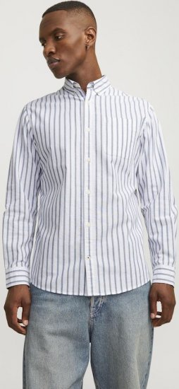 Jack & Jones OXFORD LS Shirt Striped Ensign Blue - Hemden - Overhemden Grote Maten Heren