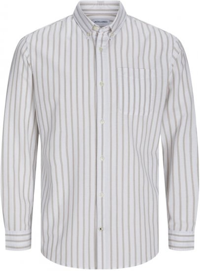 Jack & Jones OXFORD LS Shirt Striped White - Hemden - Overhemden Grote Maten Heren