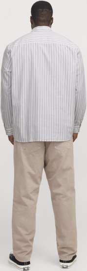 Jack & Jones OXFORD LS Shirt Striped White - Hemden - Overhemden Grote Maten Heren