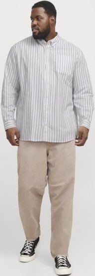 Jack & Jones OXFORD LS Shirt Striped White - Hemden - Overhemden Grote Maten Heren