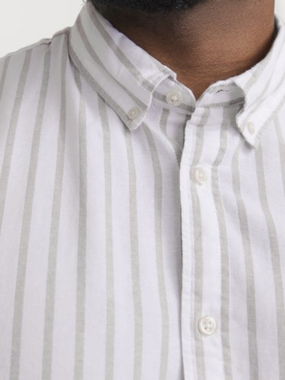 Jack & Jones OXFORD LS Shirt Striped White - Hemden - Overhemden Grote Maten Heren