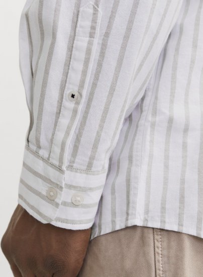 Jack & Jones OXFORD LS Shirt Striped White - Hemden - Overhemden Grote Maten Heren