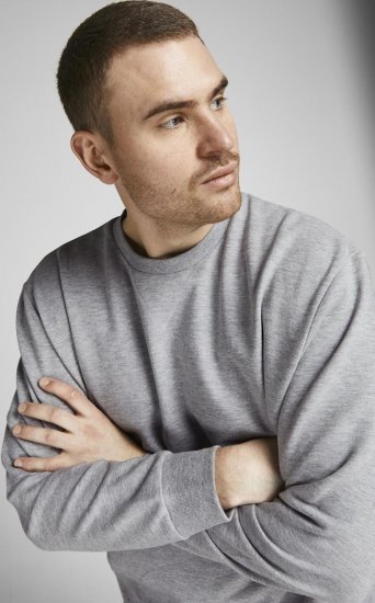 Jack & Jones Basic Sweatshirt Light Grey Melange - Sweaters & hoodies - Sweaters & Hoodies Grote Maten Heren