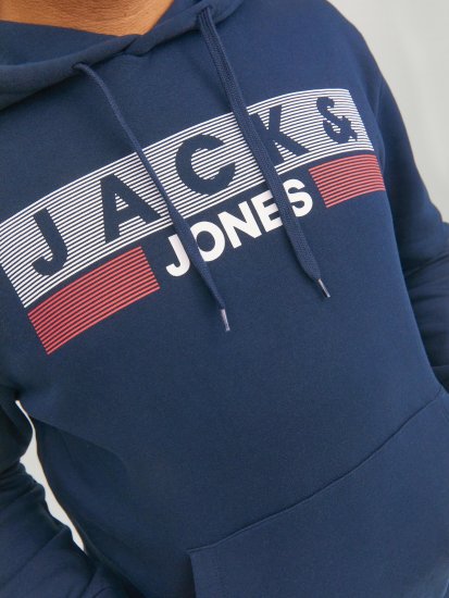 Jack & Jones CORP LOGO PLAY 4 Print Hoodie Navy Blazer - Sweaters & hoodies - Sweaters & Hoodies Grote Maten Heren