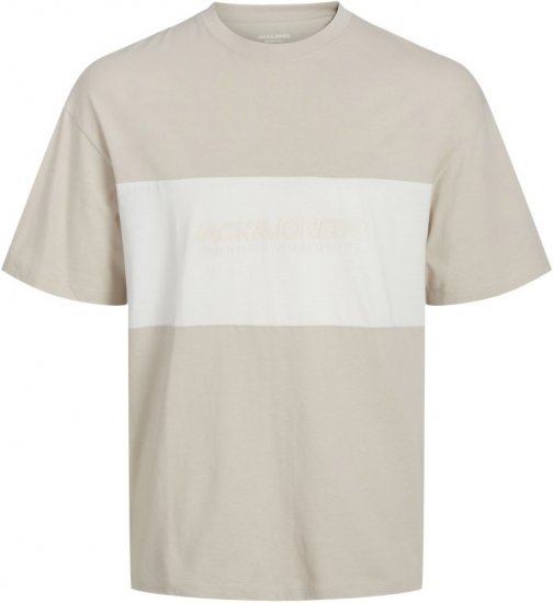 Jack & Jones LEGACY BLOCKING T-Shirt Beige - T-shirts - Grote Maten T-shirts Heren