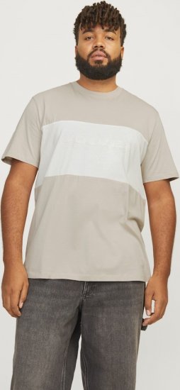 Jack & Jones LEGACY BLOCKING T-Shirt Beige - T-shirts - Grote Maten T-shirts Heren