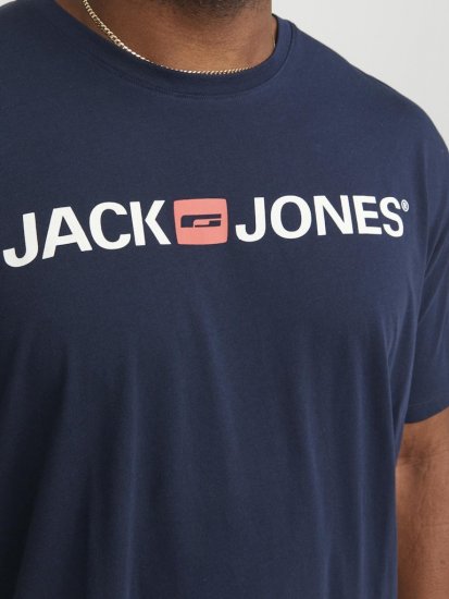 Jack & Jones Corp Logo Crew Neck T-Shirt Navy Blazer - T-shirts - Grote Maten T-shirts Heren