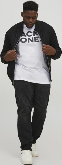 Jack & Jones CORP Logo T-Shirt White w Large Black Print - T-shirts - Grote Maten T-shirts Heren