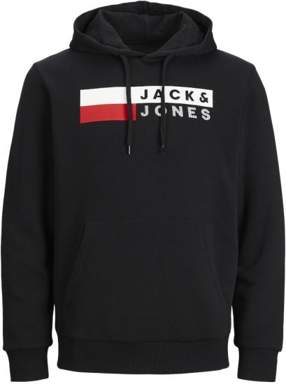 Jack & Jones CORP LOGO PLAY 4 Print Hoodie Black - Sweaters & hoodies - Sweaters & Hoodies Grote Maten Heren