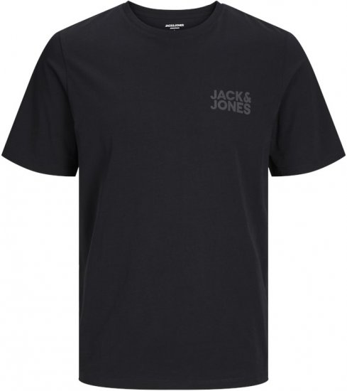 Jack & Jones CORP Logo T-Shirt Black w Small Black Print - T-shirts - Grote Maten T-shirts Heren