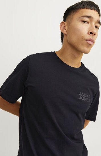 Jack & Jones CORP Logo T-Shirt Black w Small Black Print - T-shirts - Grote Maten T-shirts Heren