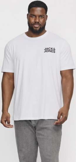 Jack & Jones CORP Logo T-Shirt White w Small Black Print - T-shirts - Grote Maten T-shirts Heren
