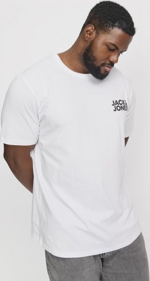 Jack & Jones CORP Logo T-Shirt White w Small Black Print - T-shirts - Grote Maten T-shirts Heren