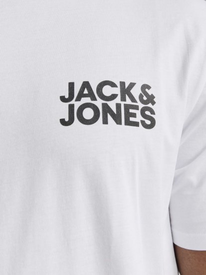Jack & Jones CORP Logo T-Shirt White w Small Black Print - T-shirts - Grote Maten T-shirts Heren