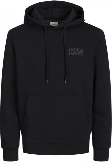 Jack & Jones CORP LOGO Small Print Hoodie Black - Sweaters & hoodies - Sweaters & Hoodies Grote Maten Heren
