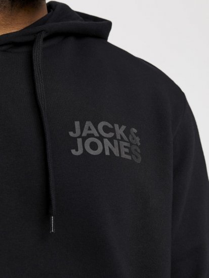 Jack & Jones CORP LOGO Small Print Hoodie Black - Sweaters & hoodies - Sweaters & Hoodies Grote Maten Heren