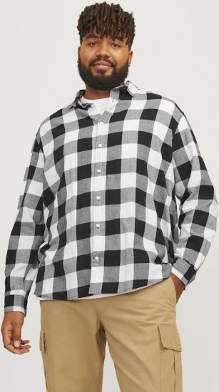 Jack & Jones Gingham L/S Shirt Whisper White - Hemden - Overhemden Grote Maten Heren