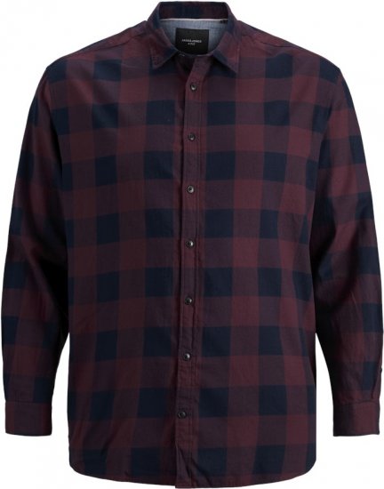 Jack & Jones Gingham L/S Shirt Dark Red - Hemden - Overhemden Grote Maten Heren