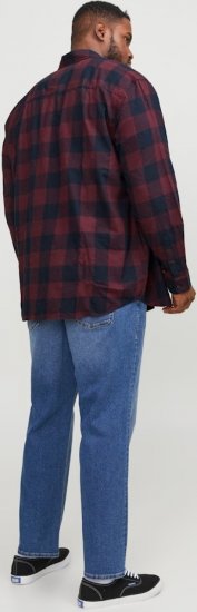 Jack & Jones Gingham L/S Shirt Dark Red - Hemden - Overhemden Grote Maten Heren