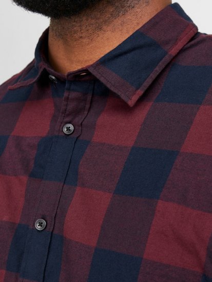 Jack & Jones Gingham L/S Shirt Dark Red - Hemden - Overhemden Grote Maten Heren
