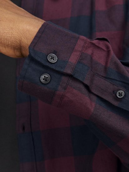 Jack & Jones Gingham L/S Shirt Dark Red - Hemden - Overhemden Grote Maten Heren