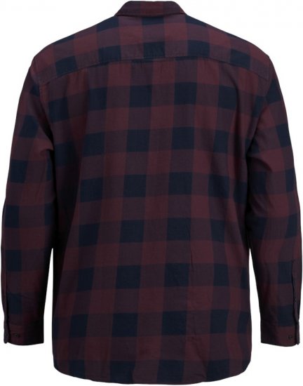Jack & Jones Gingham L/S Shirt Dark Red - Hemden - Overhemden Grote Maten Heren