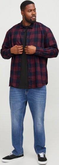 Jack & Jones Gingham L/S Shirt Dark Red - Hemden - Overhemden Grote Maten Heren