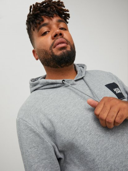 Jack & Jones JJLOCK SWEAT HOOD Grey - Sweaters & hoodies - Sweaters & Hoodies Grote Maten Heren