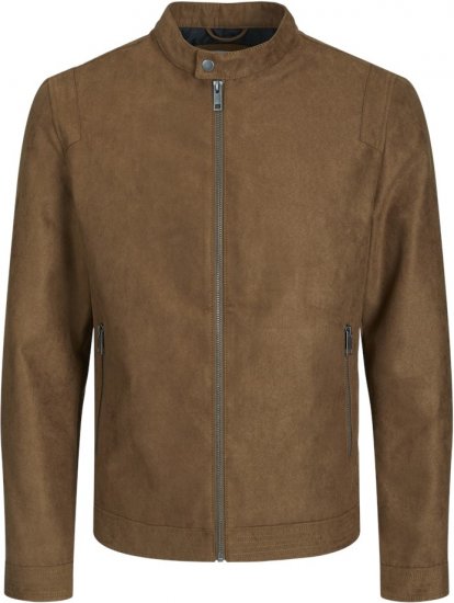 Jack & Jones Rocky Urban Rider Leather Jacket Brown - Jassen - Grote Maten Herenjassen