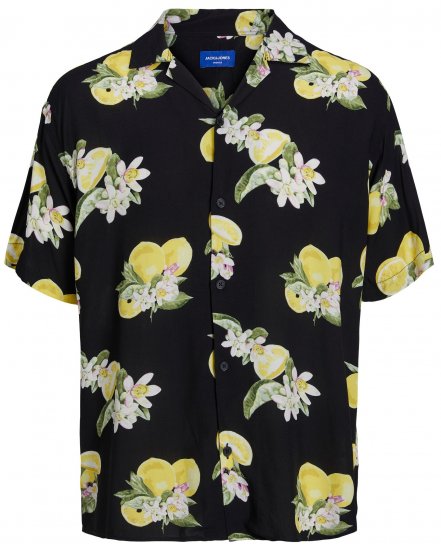 Jack & Jones JORLUKE FLORES Resort Shirt Black - Hemden - Overhemden Grote Maten Heren