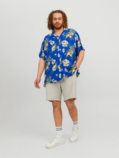Jack & Jones JORLUKE FLORES Resort Shirt Nautical Blue - Hemden - Overhemden Grote Maten Heren