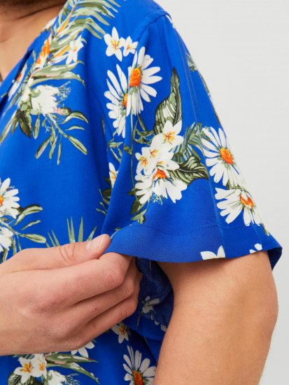 Jack & Jones JORLUKE FLORES Resort Shirt Nautical Blue - Hemden - Overhemden Grote Maten Heren