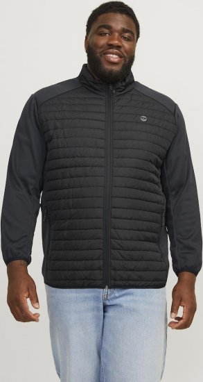 Jack & Jones MULTI SET-IN Sleeves Quilted Jacket With Collar Black - Jassen - Grote Maten Herenjassen