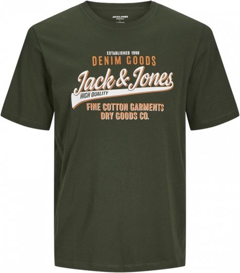 Jack & Jones JJELOGO O-Neck T-Shirt Kombu Green - T-shirts - Grote Maten T-shirts Heren