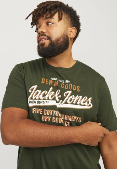 Jack & Jones JJELOGO O-Neck T-Shirt Kombu Green - T-shirts - Grote Maten T-shirts Heren