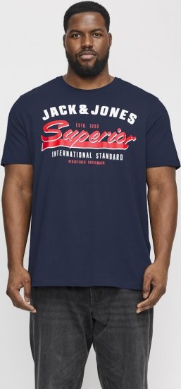 Jack & Jones LOGO O-Neck T-Shirt Dark Blue - T-shirts - Grote Maten T-shirts Heren