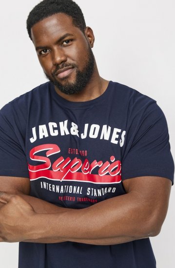 Jack & Jones LOGO O-Neck T-Shirt Dark Blue - T-shirts - Grote Maten T-shirts Heren