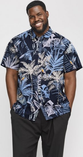 Jack & Jones Hawaii AOP Shirt Blue - Hemden - Overhemden Grote Maten Heren
