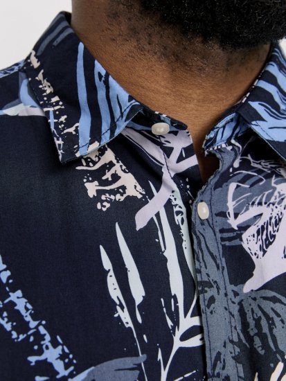 Jack & Jones Hawaii AOP Shirt Blue - Hemden - Overhemden Grote Maten Heren