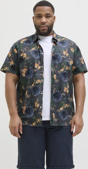 Jack & Jones Hawaii AOP Shirt Grey - Hemden - Overhemden Grote Maten Heren