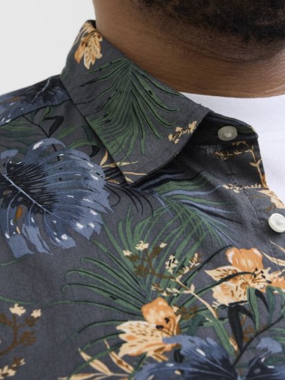 Jack & Jones Hawaii AOP Shirt Grey - Hemden - Overhemden Grote Maten Heren