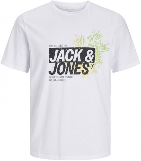  Jack & Jones Jaxon Crew Neck T-Shirt White - T-shirts - Grote Maten T-shirts Heren