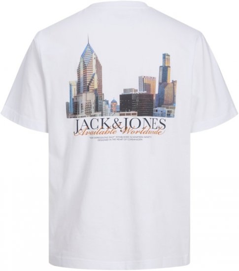 Jack & Jones Boston Photo Crew Neck T-Shirt Bright White - T-shirts - Grote Maten T-shirts Heren