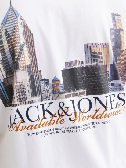 Jack & Jones Boston Photo Crew Neck T-Shirt Bright White - T-shirts - Grote Maten T-shirts Heren