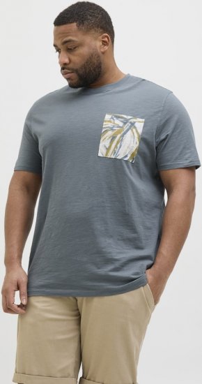 Jack & Jones Split Pocket Print T-Shirt Grey - T-shirts - Grote Maten T-shirts Heren