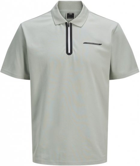 Jack & Jones Fusion Pique Zipper Polo Green/Blue - Polo shirts - Grote Maten Poloshirts Heren