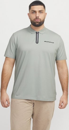 Jack & Jones Fusion Pique Zipper Polo Green/Blue - Polo shirts - Grote Maten Poloshirts Heren