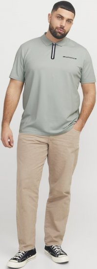 Jack & Jones Fusion Pique Zipper Polo Green/Blue - Polo shirts - Grote Maten Poloshirts Heren
